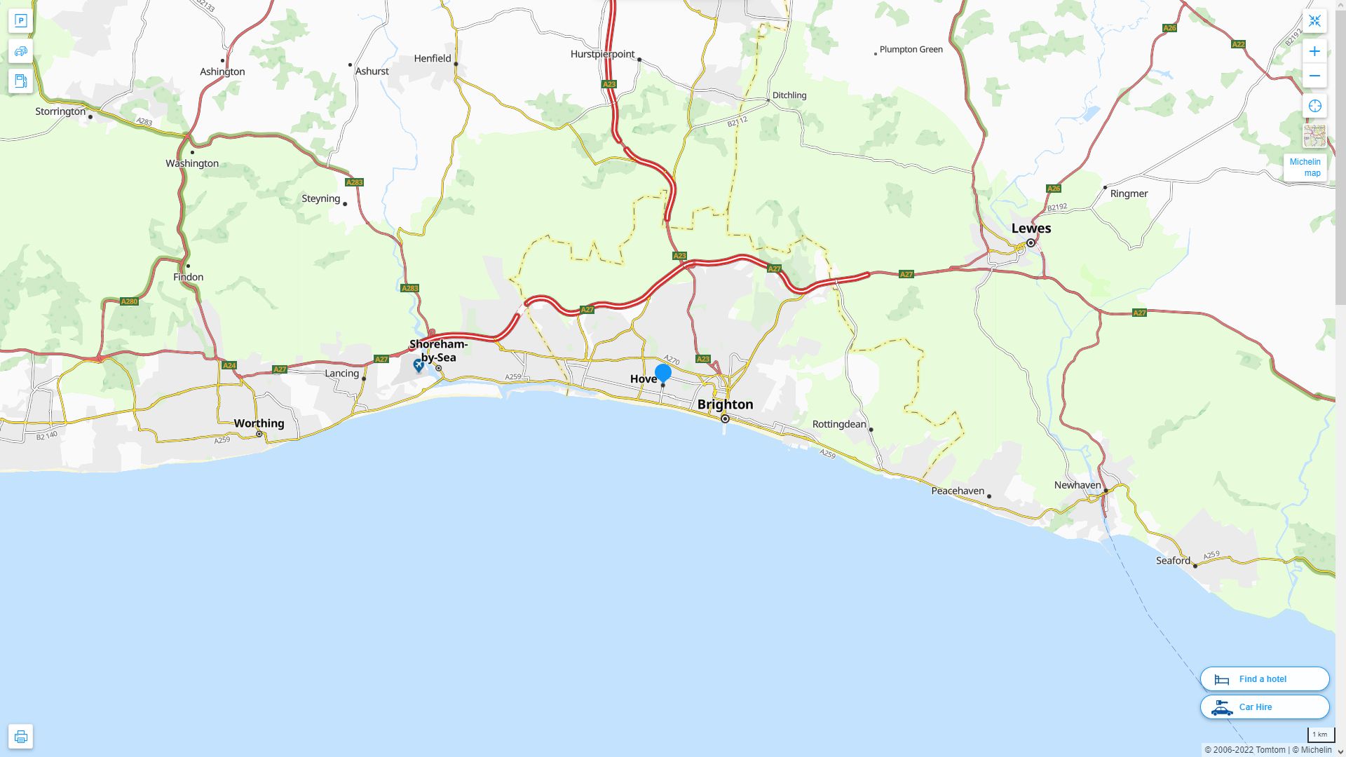 Hove Highway and Road Map